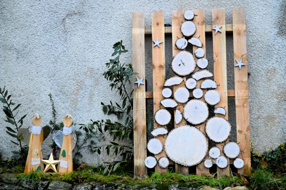 sapins en rondelles de bois