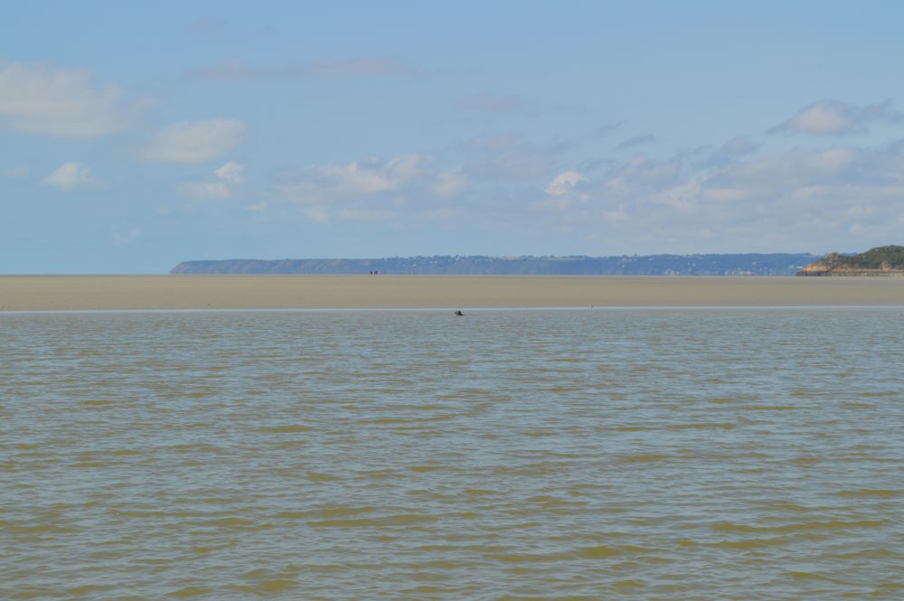 un paysage de bord de mer avec une pointe rocheuse en arrière plan