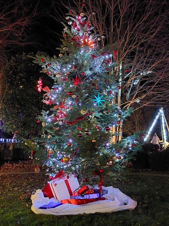sapin de Noël décoré et illuminé