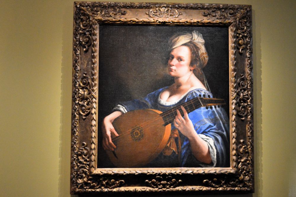 autoportrait d'Artemisia Gentileschi en joueuse de luth
