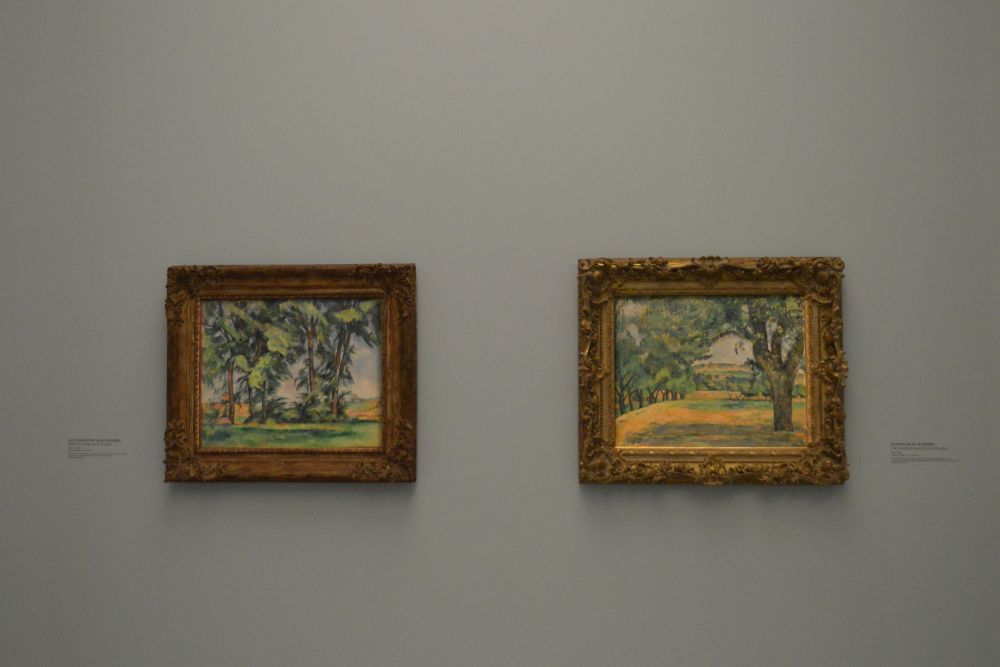 2 tableaux de Paul Cezanne représentant les grands arbres du Jas de Bouffan avec la Sainte Victoire