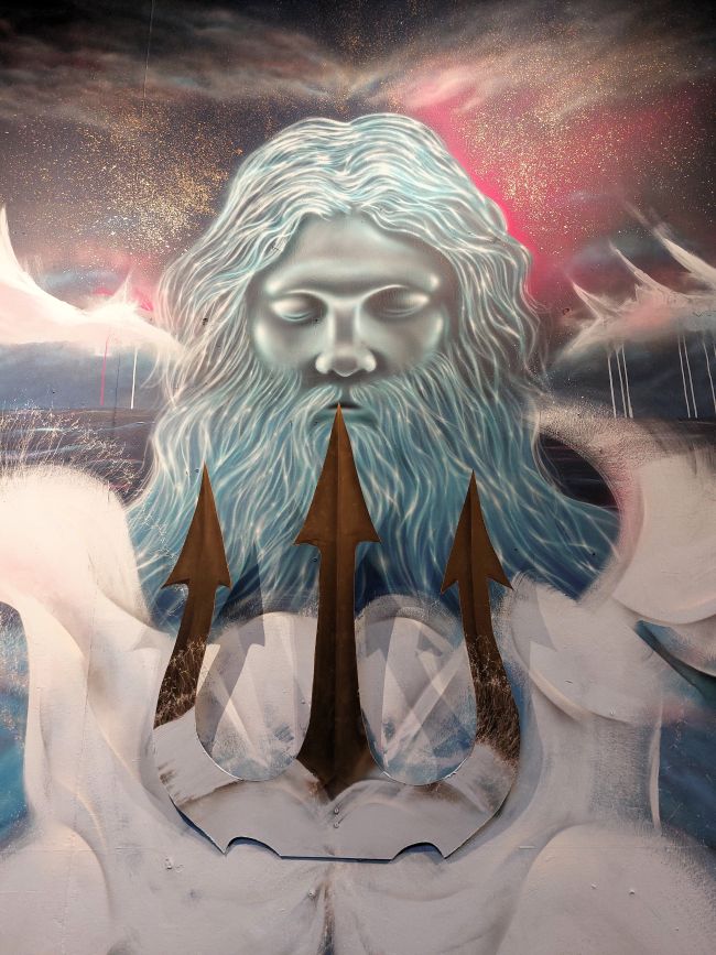 fresque Quand Poséïdon nous observe par Airgone