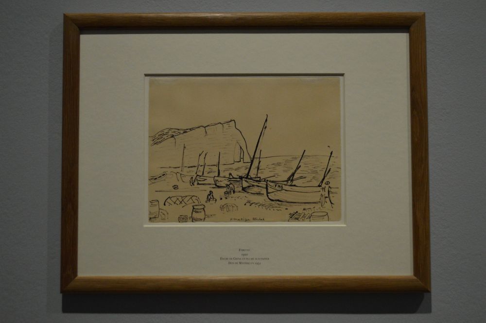 dessin des falaises et des bateaux de pêcheurs à Etretat par Henri Matisse