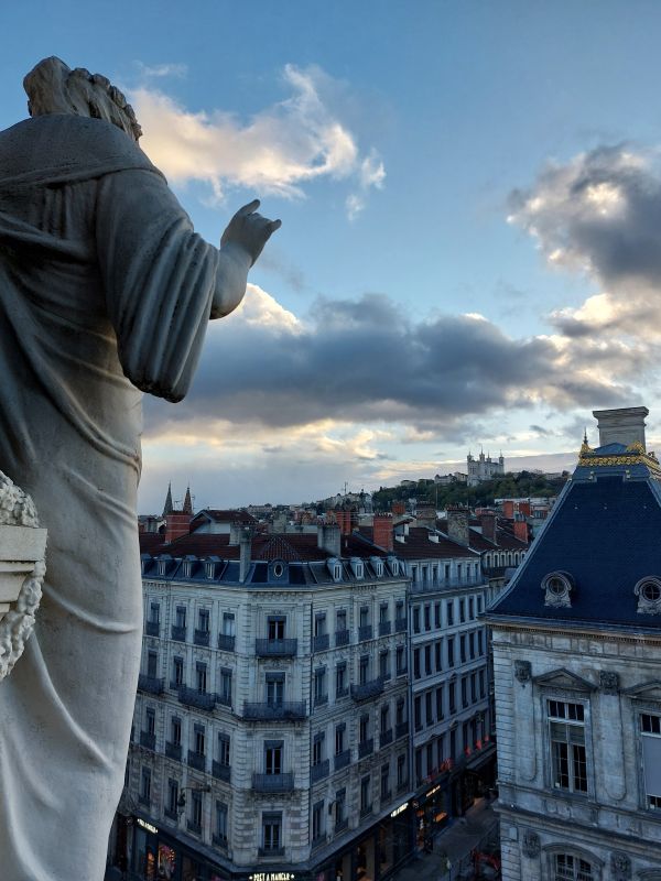vue sur les toits de Lyon et sur Fourvière depuis la terrasse du bar Les Muses