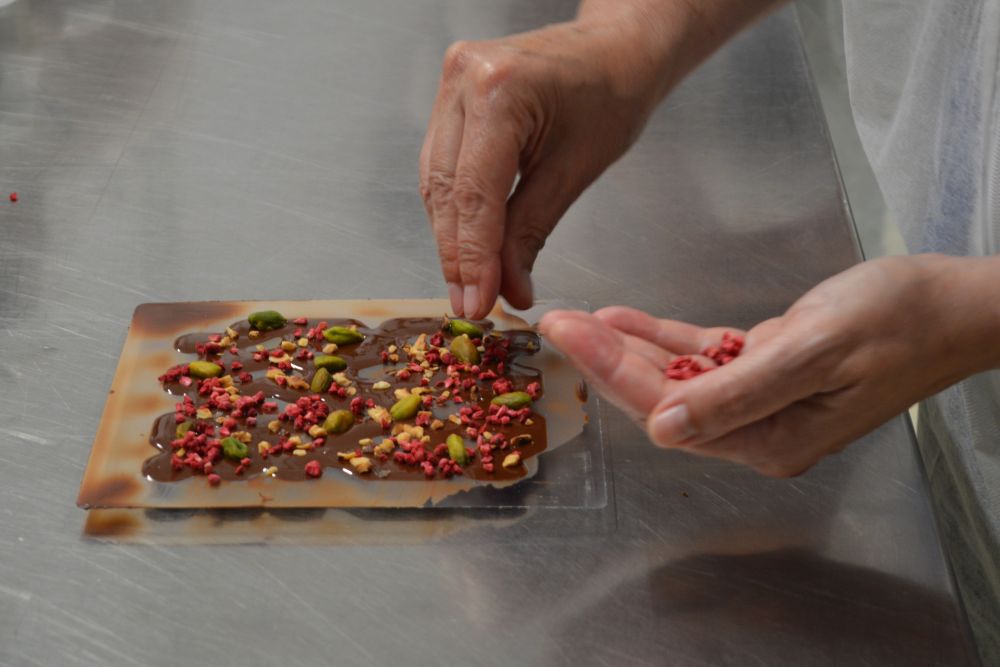 décoration d'une tablette de chocolat