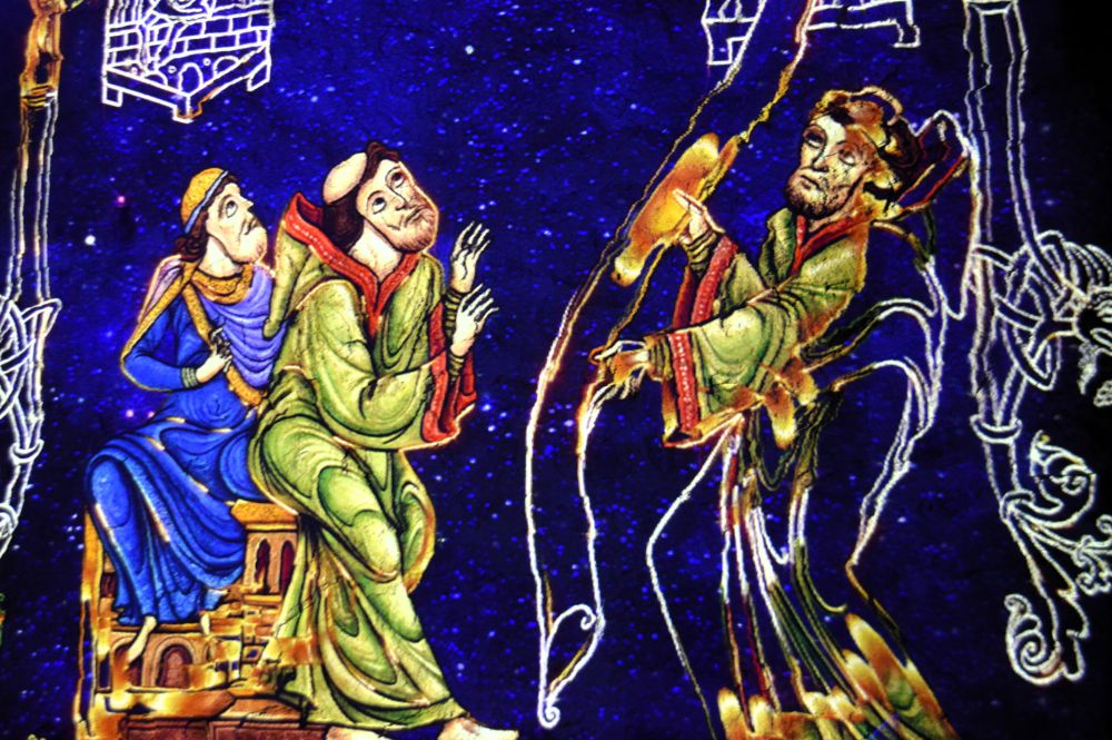 projection d'enluminures dans le cadre de Colorama au Mont Saint Michel